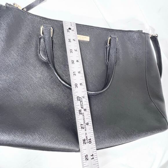 Kate Spade Large Top Handle Bag Black Leather Textured Lined Zip Button Closure - Picture 14 of 15